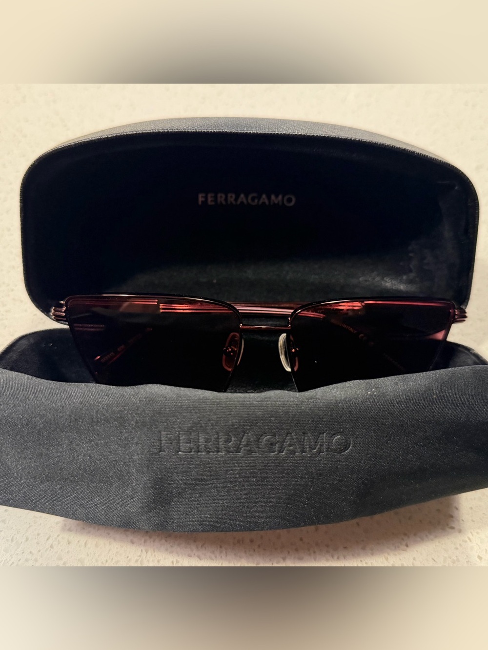 Salvatore Ferragamo Women’s Wine Rimless Sunglasses